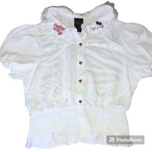 Hello Kitty Sanrio Blouse Peter Pan Collar Juniors Large